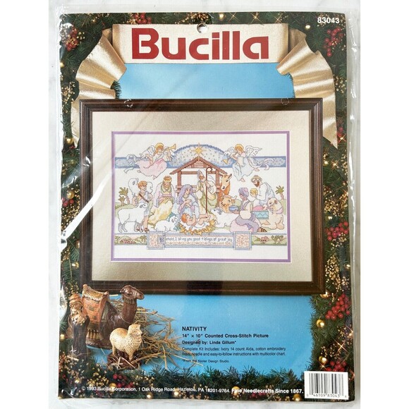 Bucilla Nativity Scene Christmas Holiday Counted Cross Stitch Kit 14" x 10" - Picture 1 of 3